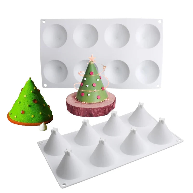 Christmas Silicone Cake Molds — Tree, Snowflake & Hat Shapes for Mousse, Chocolate & Holiday Baking