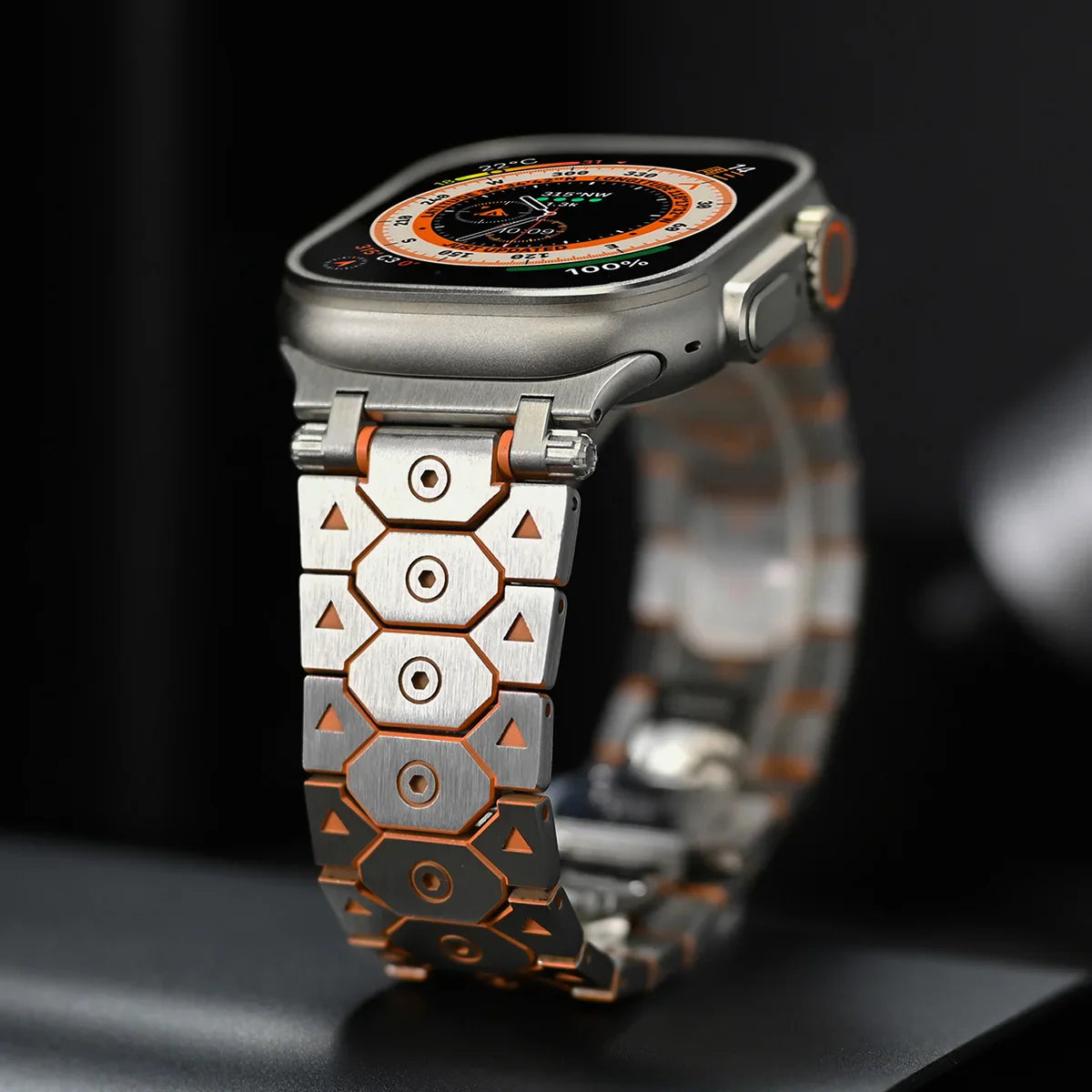 Luxury Titanium Color Apple Watch Band – Stainless Steel Metal Bracelet Strap for Ultra 2, Series 10–5, 42/44/45/49mm iWatch