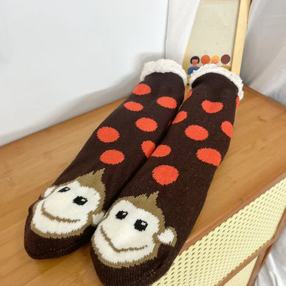 Women’s Christmas Fuzzy Socks – Winter Warm Thermal Non-Slip Fluffy Floor Slippers, Soft Indoor Home Gift