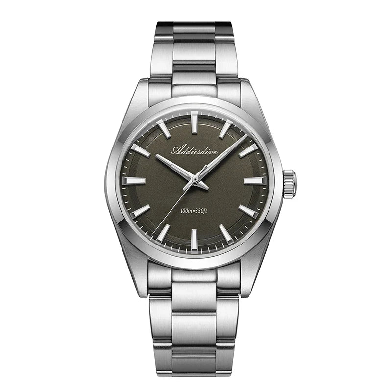 ADDIESDIVE 36MM Men's Stainless Steel Quartz Watch — Luxury Bubble Mirror Glass, 100M Waterproof Timepiece AD2066