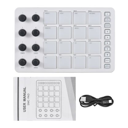 M-Vave SMC-PAD LaunchPad – Portable Wireless MIDI Controller, Rechargeable Battery, 16 RGB Pads