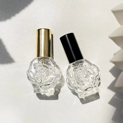 10ml Rose-Shaped Glass Perfume Bottle – Mini Refillable Spray Atomizer for Travel & Cosmetic Mist