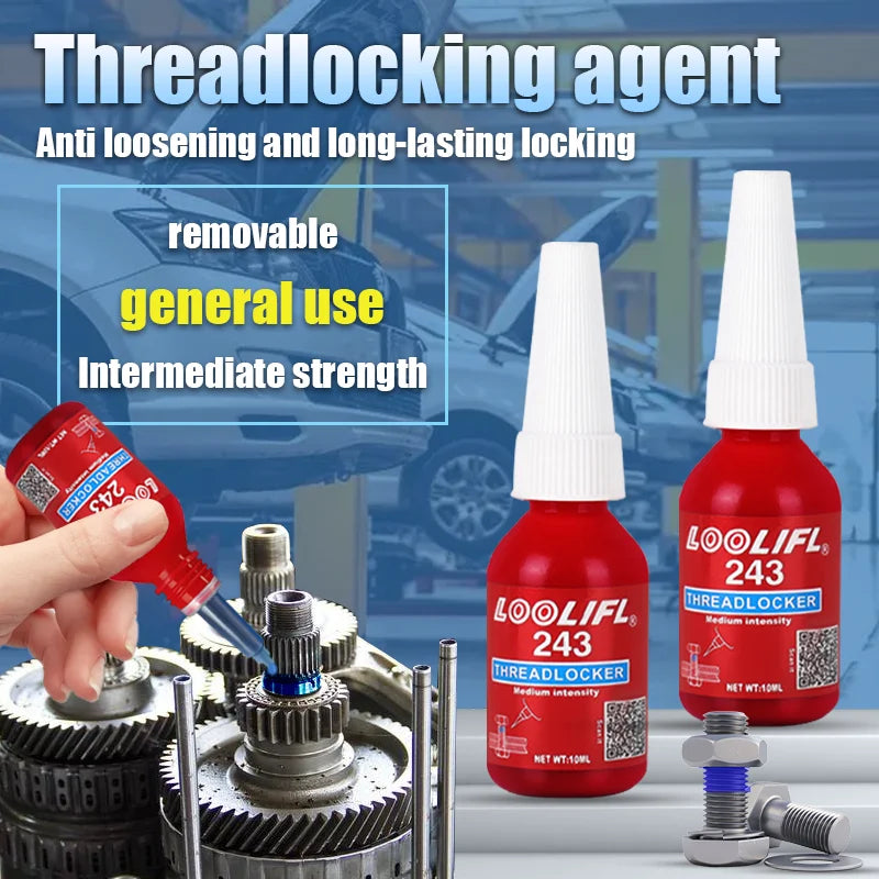 LOOLIFL Blue Thread Locker 243 – High Strength Screw & Bolt Adhesive, Anaerobic Metal Fastener Glue, Rustproof Nut Lock Sealant