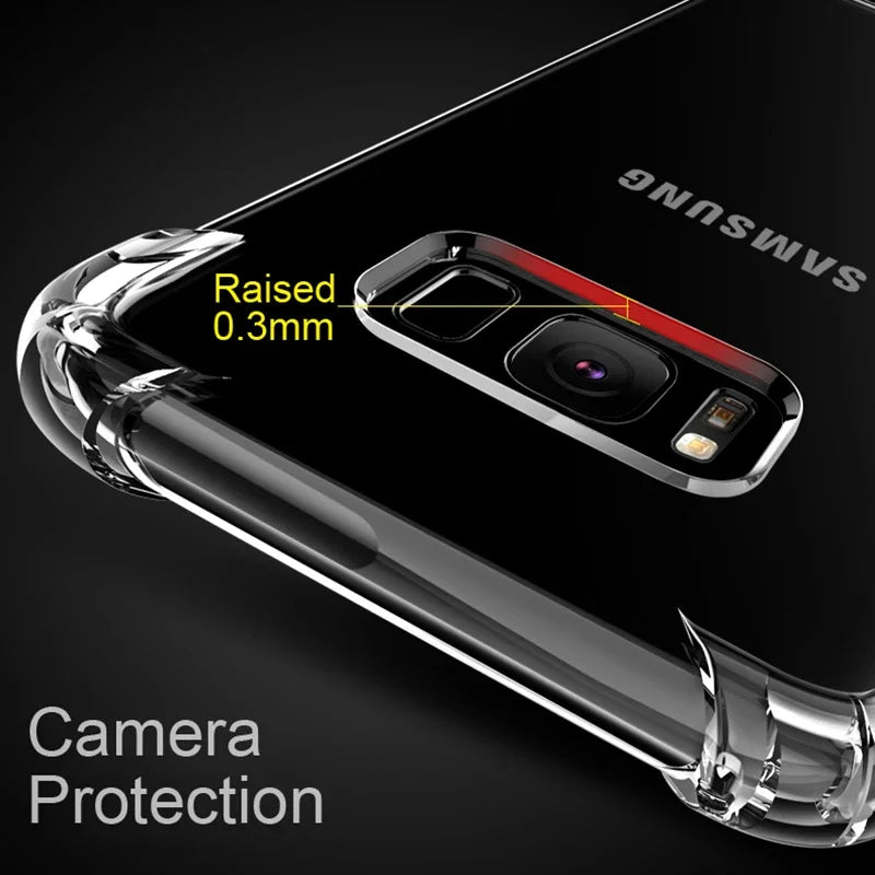 Luxury Transparent Silicone Case for Samsung Galaxy S25/S24/S20 FE/S10/S9/S8 Plus/S10E/Note 8/9/10 Lite – Soft Shockproof Protection