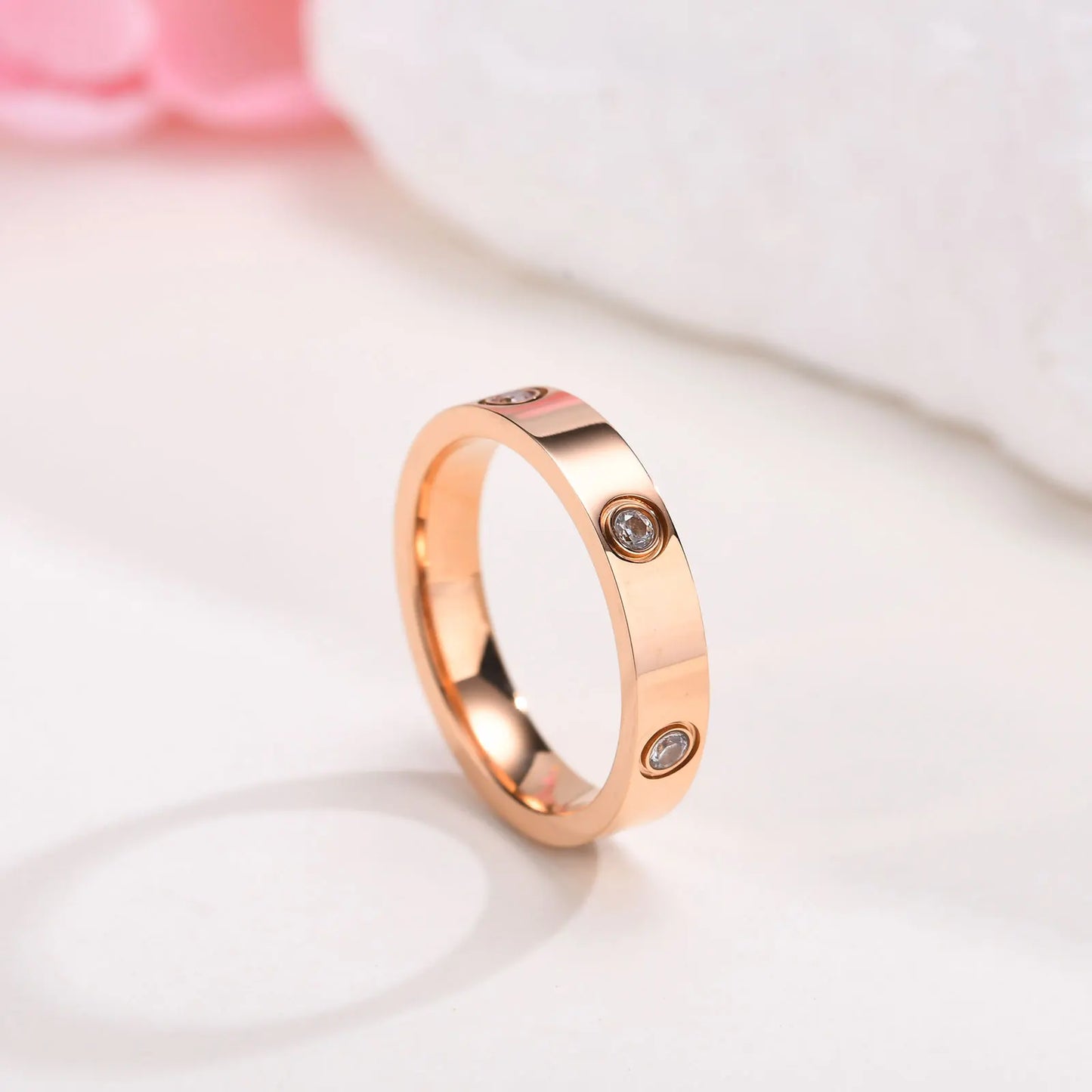 Gold-Plated Cubic Zirconia Love Ring — Promise & Wedding Band for Women
