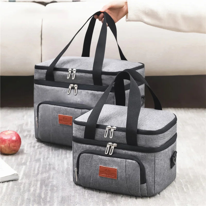 Large Capacity Multifunctional Double Layers Tote Cooler Lunch Bags - Travel Picnic Lunch Box for Women & Men with Shoulder Strap