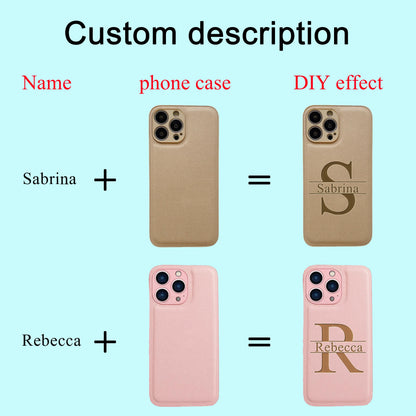 Personalized Custom Initials iPhone Case for 16/15/14/13/12/11 Pro Max Plus – Big Letter Laser Engraved Leather Cover