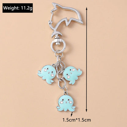 Summer Beach Shell Keychain – Octopus and Starfish Marine Life Pendant for Women, Girls, Handbag Decor, and Gifts