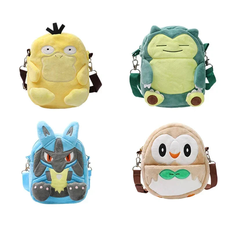 Gengar Mimikyu Snorlax Rowlet Lucario Charmander Plush Backpack — Pokémon Anime Shoulder Bag Toy Doll