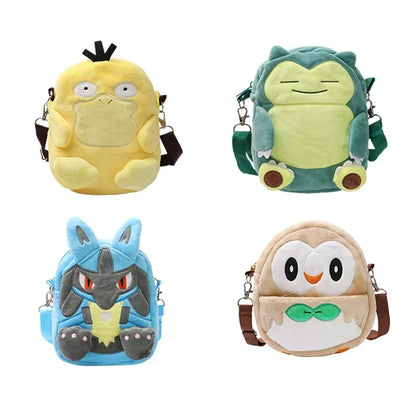 Gengar Mimikyu Snorlax Rowlet Lucario Charmander Plush Backpack — Pokémon Anime Shoulder Bag Toy Doll