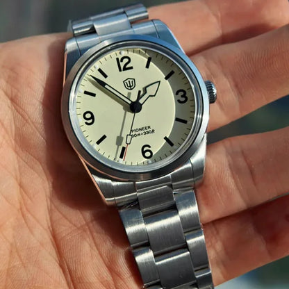 Watchdives WD1960S V2 36mm Vintage Cream Quartz Watch – VH31 Sweep Seconds, K1 Sapphire, Luminous Stainless Steel Men’s Watch