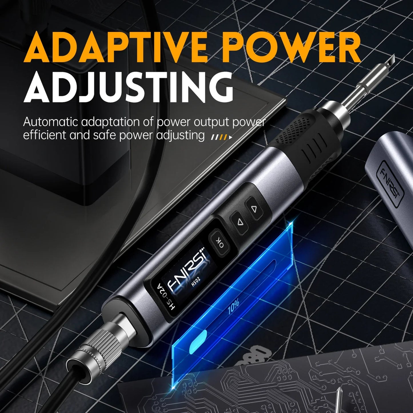 FNIRSI HS-02 Adjustable Temperature Soldering Iron – 20V 100–450℃ 100W Portable Welding & Repair Rework Station Tool