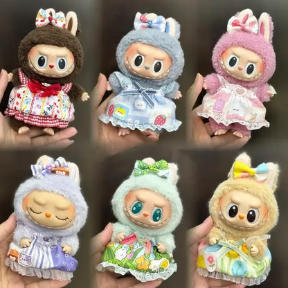 Mini Plush Doll Clothes Set – Kpop EXO Labubu Idol Overalls Outfit for 15-17cm Dolls, Clothing Gift