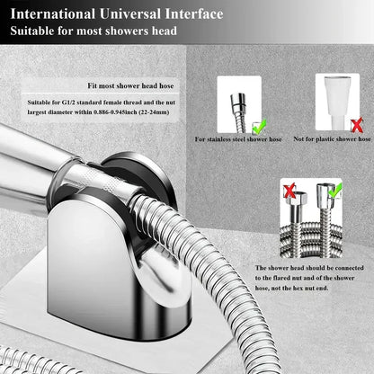 Universal Wall-Mounted No-Drill Showerhead Holder – Adjustable Self-Adhesive Bathroom Bracket