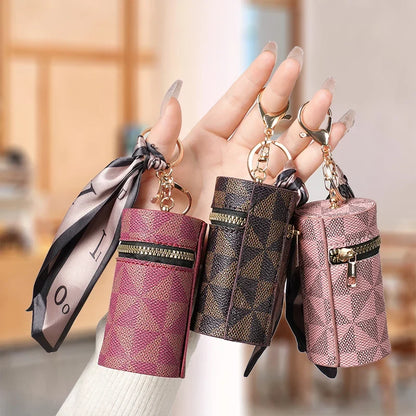 Plaid Mini Coin Purse - Compact Keychain Pendant Bag for Coins, Earbuds & Small Essentials
