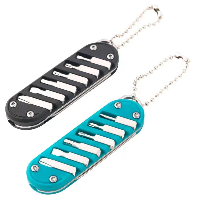 Multifunctional Outdoor Portable Folding Key Knife - Screw Combination Tool, Stainless Steel Pocket Keychain Knife