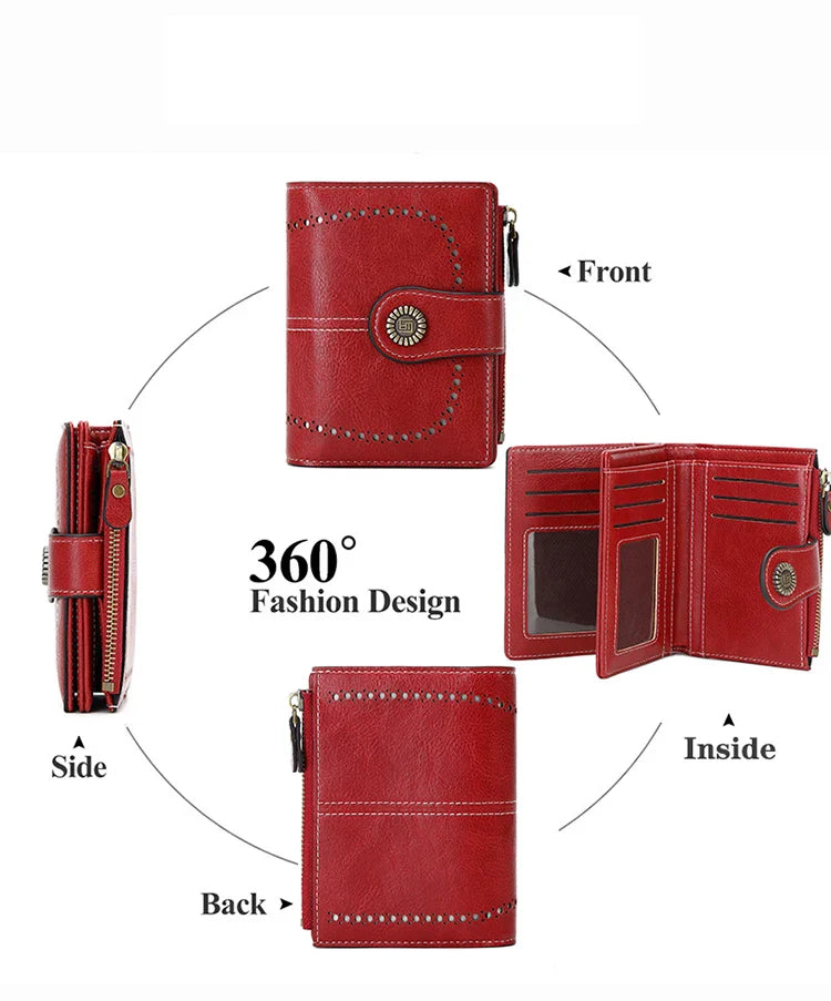 Fashionable Women’s Retro Short Wallet – PU Leather Multifunctional Handbag with Large Capacity, Multi-Card Slot & Coin Pocket