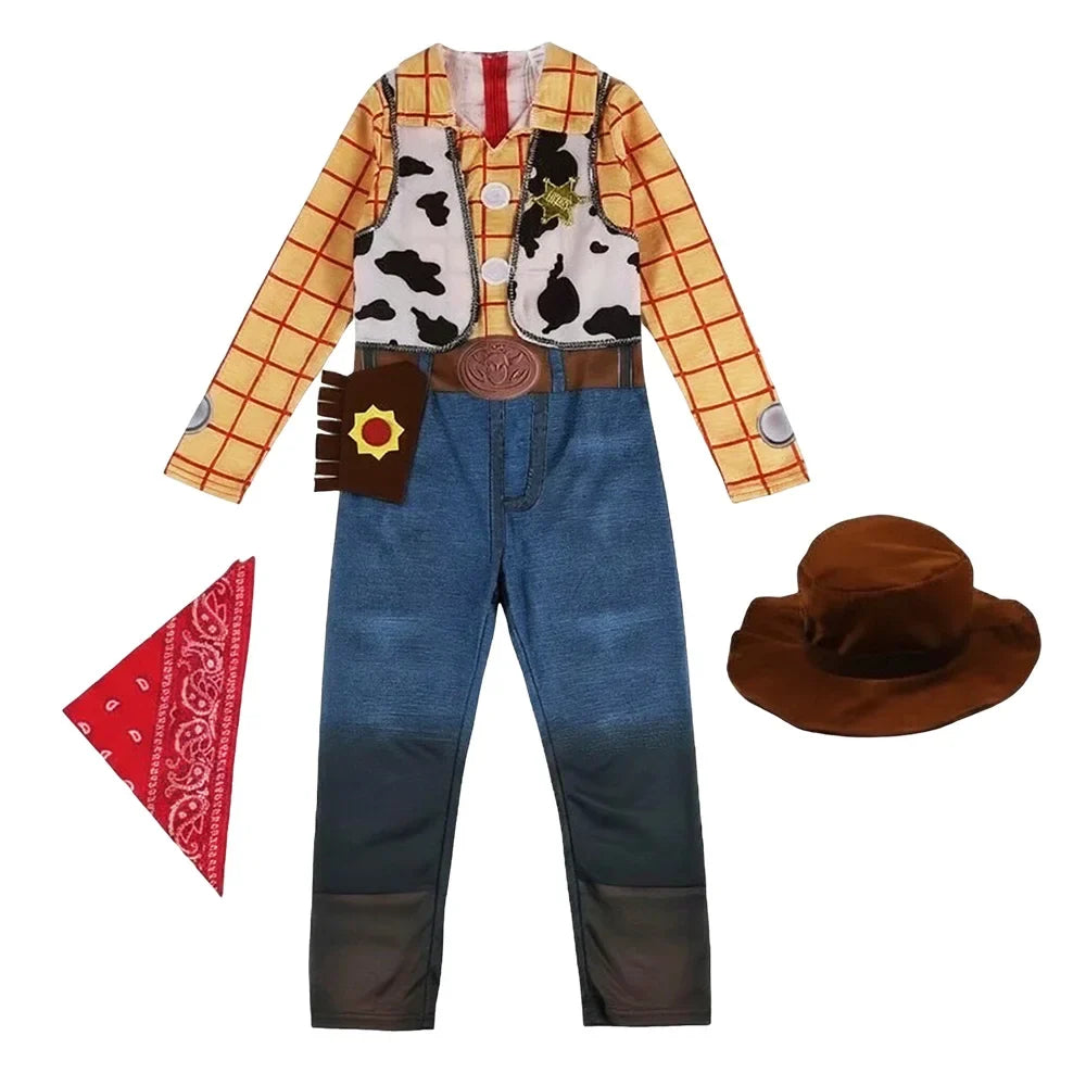 Toy Story Kids Costume - Jessie, Buzz & Woody Halloween Cosplay Jumpsuit for Girls & Boys, Carnival Outfit