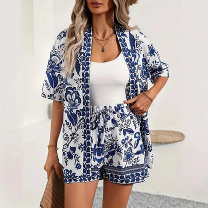 2025 Women’s Casual Printed Short Pants Set – Loose Summer Two-Piece Outfit for Women