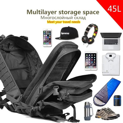 50L Tactical Backpack – Large Capacity Men’s Waterproof Rucksack for Hiking, Camping, Hunting & Outdoor Adventures