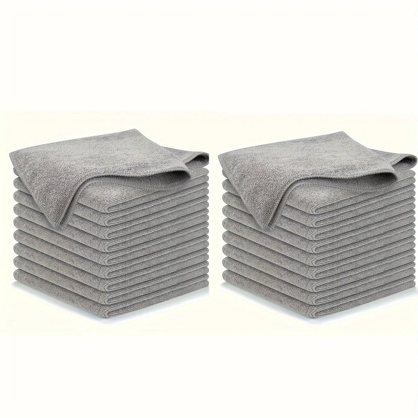 5/10/20pcs Light Gray Kitchen Towels – Ultra-Fine Fiber Cleaning Cloths, Soft, Absorbent & Stain-Removing Set