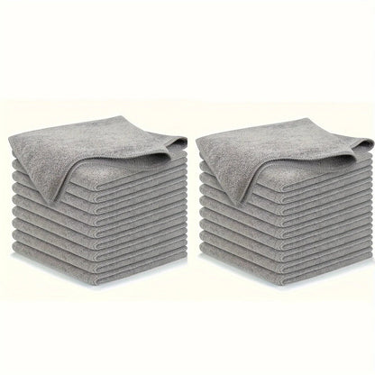 5/10/20pcs Light Gray Kitchen Towels – Ultra-Fine Fiber Cleaning Cloths, Soft, Absorbent & Stain-Removing Set