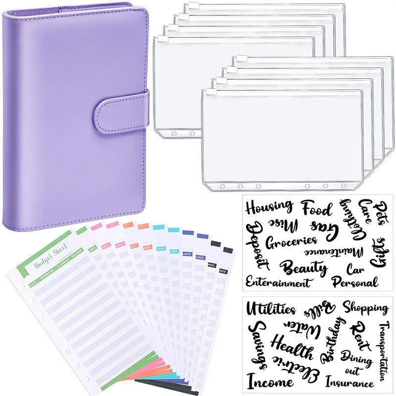 A6 Budget Binder Planner: 6-Hole Notebook Wallet with 8 Zipper Envelopes - Save Money Organizer & Cash System