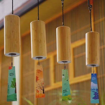 Hluru Bamboo Wind Chime - 8 Tone Rods for Zen Meditation, Home & Garden Patio Hanging Ornaments (C, G, Am, Dm Chords)