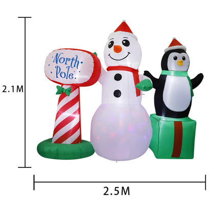 Christmas Inflatable Decoration – Glowing Snowman, Penguins & Santa Claus with Built-in LED for Indoor and Outdoor Xmas Party Yard