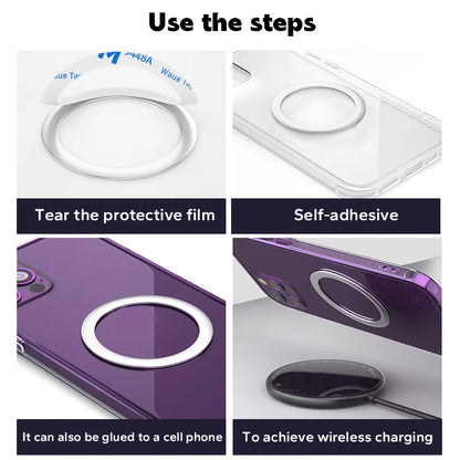 Stainless Steel Universal Magnetic Metal Plate Ring for MagSafe Wireless Charger - Iron Sheet Sticker for Magnet Car Phone Holder