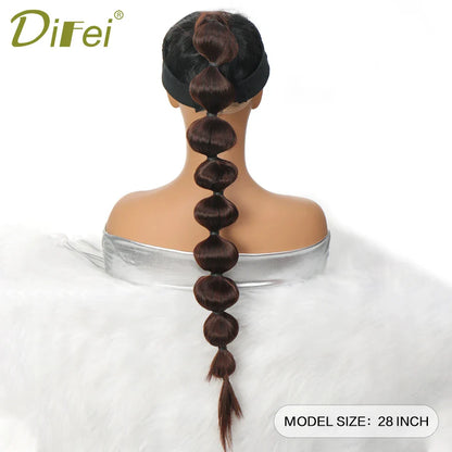 Synthetic Bubble Ponytail Extension : Wrap Around Hair Extensions for Women - Natural Black Brown Lantern Style
