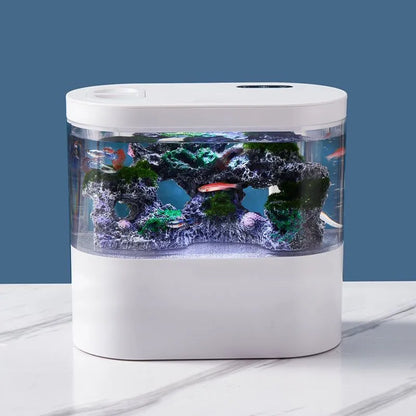 USB Mini Desktop Aquarium with Built-in Water Pump, LED Light, and Filter: Self-Circulation Goldfish Tank