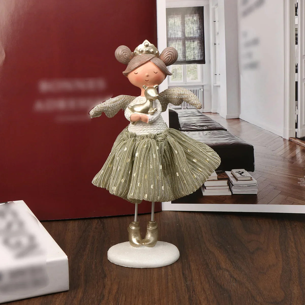 Muppet Flower Fairy Doll – Little Girl Elf Angel Ornament, Anime Cartoon Cloth Decoration for Home, Office & Cafe