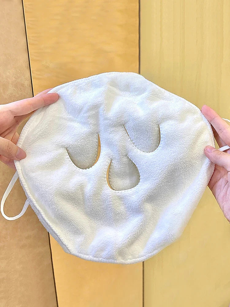 Skin-Friendly Hot Compress Face Towel with Hanging Ear - Steam Heating and Cold Wet Compress Irrigation Towel