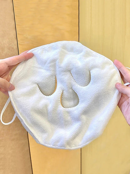 Skin-Friendly Hot Compress Face Towel with Hanging Ear - Steam Heating and Cold Wet Compress Irrigation Towel