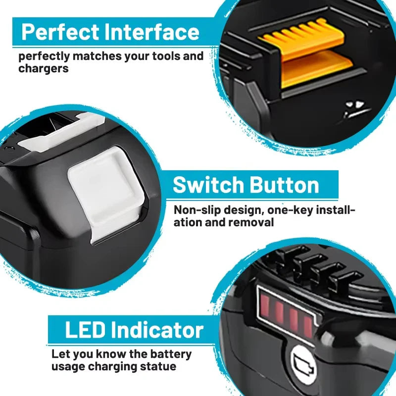 100% Original Makita 18V Lithium Battery – 6Ah/5Ah/3Ah Compatible with DTW700, DDF487, DTD173, DGA404, HR140D, DJV182 Tools