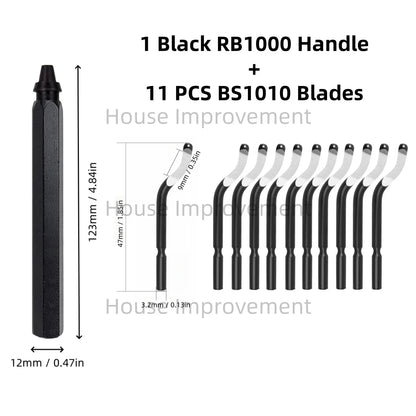 11-Piece Deburring Tool Set - High-Speed Steel Swivel Blades for Metal, Plastic, PVC, Copper, Aluminum & Resin