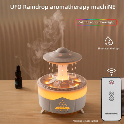 350ml Mini USB Aroma Air Humidifier — Raindrop Design with Remote Control, Colorful Light & Aromatherapy Oil Diffuser for Room