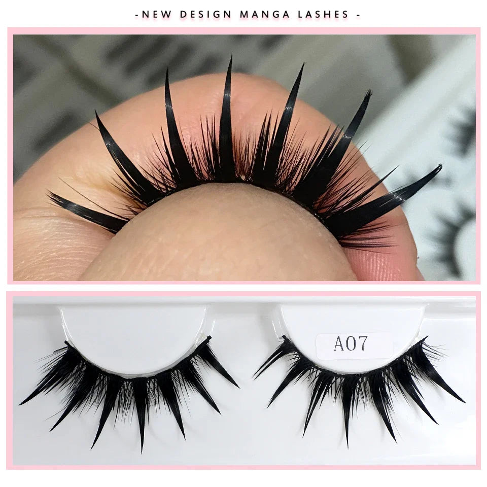 RED SIREN Wet Manga Lashes – Long, Thick Natural Fake Eyelashes for Korean Makeup Fashion