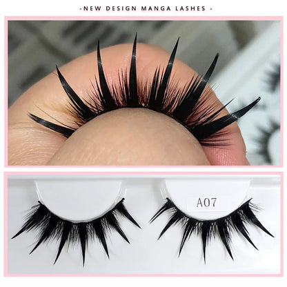 RED SIREN Wet Manga Lashes – Long, Thick Natural Fake Eyelashes for Korean Makeup Fashion