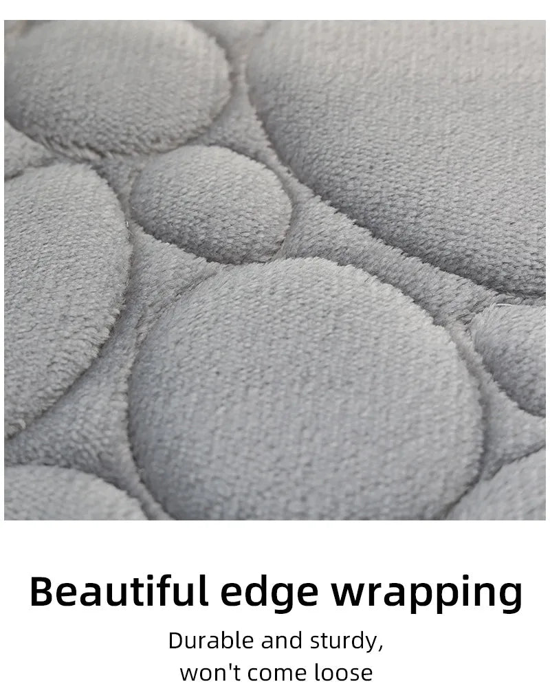 Solid Color Simple Bathroom Mat Set - Water-Absorbing, Non-Slip Stone Pattern, Comfortable & Soft (3PC)