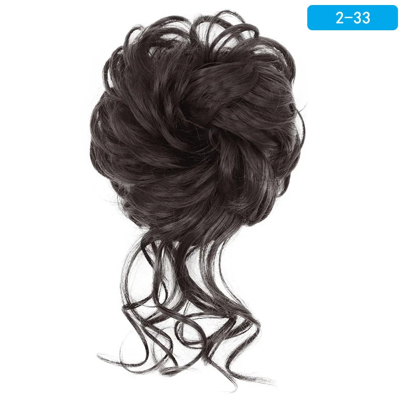 AZQUEEN Messy Bun Hair Extension – Synthetic Curly Wave Chignon Scrunchie, Elastic Band Updo Hairpiece for Women
