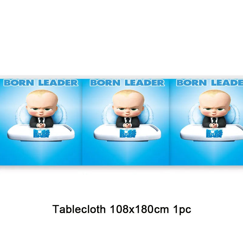 Cartoon Boss Baby Birthday Party Set - Disposable Tableware, Backdrop & Balloons for Kids Baby Shower Decor