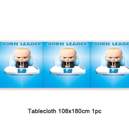 Cartoon Boss Baby Birthday Party Set - Disposable Tableware, Backdrop & Balloons for Kids Baby Shower Decor