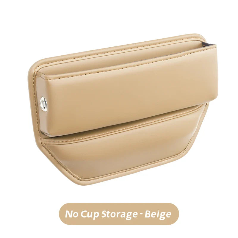 Leather Car Seat Gap Organizer – Multifunction Console Crevice Filler, Side Storage Box with Cup Holder, Car Interior Storage Pocket