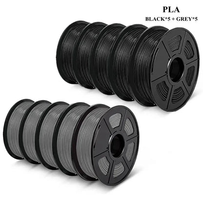 SUNLU 10KG 3D Printer Filament Set – 1.75mm PLA, PETG, PLA+ & Clear, 10 Rolls x 1KG Neatly Wound for 3D Printers & 3D Pens