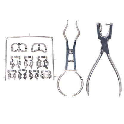 Dentistry Dam Hole Puncher Set – Pliers & Orthodontic Tools with Leather Bag for Dentists