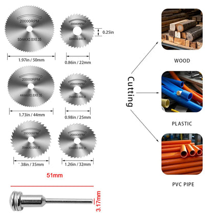 31PC Diamond Cutting Discs Set for Mini Drill Rotary Tool – HSS Circular Saw Blades, Sanding & Grinding Wheels for Metal, Wood, Stone & PVC Cutting Tools