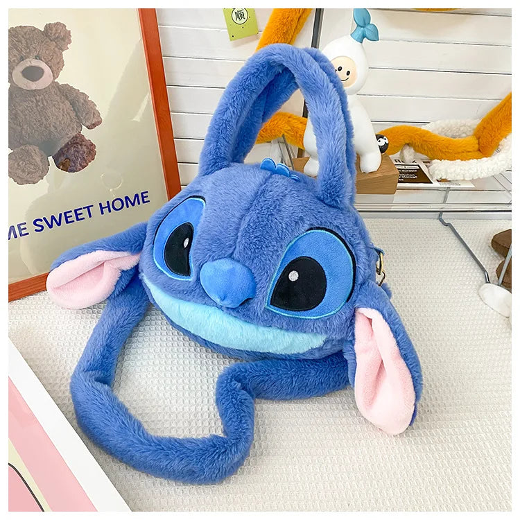 Disney Lilo & Stitch Plush Messenger Bag – Kawaii Anime Handbag for Girls, Stuffed Cartoon Plushie Soft Bag for Kids