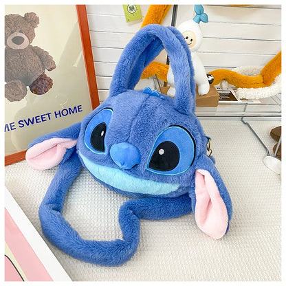 Disney Lilo & Stitch Plush Messenger Bag – Kawaii Anime Handbag for Girls, Stuffed Cartoon Plushie Soft Bag for Kids
